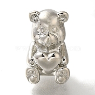 Rack Plating Brass European Beads, Large Hole Beads, Long-Lasting Plated, Bear, Platinum, 14x8.5x10mm, Hole: 4mm(KK-U019-06P)