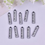 Alloy Enamel Pendants, Piano Keys Charm, Black, 32x3mm(PW-WG6869D-01)