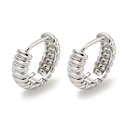 Brass Hoop Earrings, Real Platinum Plated, 12.5x4mm(EJEW-L211-010E-P)