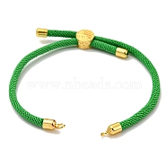 Nylon Cords Bracelet Makings Fit for Connector Charms, with Golden Brass Tree Slider Beads, Long-Lasting Plated, Green, 8-5/8 inch(22cm), Hole: 1.9mm(AJEW-P116-01G-17)