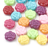 Opaque Acrylic Beads, Flower, Mixed Color, 10.5x10x5.5mm, Hole: 2mm, about 1515~1620pcs/500g(MACR-S296-09)