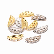 Brass Rhinestone Bridge Spacers, with 7 pcs Clear Middle East Rhinestone Beads, 3 Holes, Nickel Free, Mixed Color, 19x7x3mm, Hole: 1.2mm(RB-RSB024-M-NF)