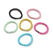 Nylon Elastic Hair Ties, Ponytail Holder, with Plastic Beads, Girls Hair Accessories, Mixed Color, 4.7~6mm, Inner Diameter: 38mm(OHAR-G015-15)