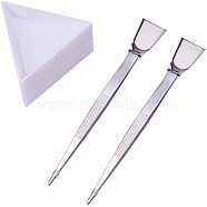 Jewelry Bead Making Tools, 304 Stainless Steel Beading Tweezers and Plastic Scoops/Shovels for Rhinestone, Stainless Steel Color, 160x24mm(TOOL-PH0015-01)