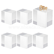 Square Transparent Acrylic Jewelry Display Pedestals, for Small Jewelry, Cosmetic Showing, Clear, 4x4x2.95~3cm(ODIS-WH0001-47B)