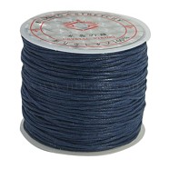 Waxed Cotton Cord, Prussian Blue, 1mm, about 27.34 yards(25m)/roll(YC-D002-03)