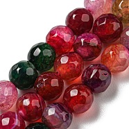 Natural Agate Beads Strands, Dyed & Heated, Round, Faceted, Red, 6mm, Hole: 1mm, about 62pcs/strand, 14.37~14.76 inch(36.5~37.5cm)(G-C082-A01-15)