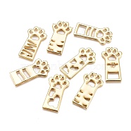 Alloy Open Back Bezel Pendants, for DIY UV Resin, Epoxy Resin Jewelry Making, Cat Paw, Cadmium Free & Lead Free, Light Gold, 45x24x2mm, Hole: 1.5mm, about 8pcs/bag(PALLOY-M184-01LG-RS)