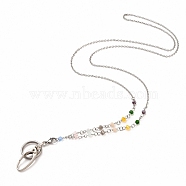 ID Card Neck Strap Card Holder, Badge Holder Lanyard, with Glass Beads, Iron Swivel Clasps and Stainless Steel Findings, Colorful, 31 inch(78cm)(AJEW-PH01410)