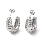 304 Stainless Steel Arch Stud Earrings, Stainless Steel Color, 23.5x8.5mm(EJEW-K244-38P)