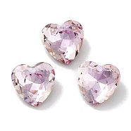 Glass Rhinestone Cabochons, Point Back & Back Plated, Faceted, Heart, Light Peach, 10x10x5mm(RGLA-G020-04E-D508)