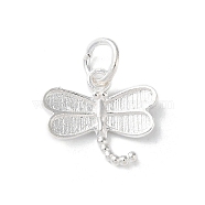 925 Sterling Silver Insect Charms, with Jump Rings, Silver Color, Dragonfly, 12.5x14x2mm, Hole: 3.8mm(STER-E071-05S-04)