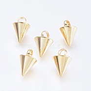 304 Stainless Steel Pendants, Spike/Cone, Real 18k Gold Plated, 8.5x6mm, Hole: 2mm(STAS-G214-47G-03)