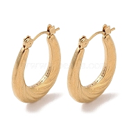 Texture Oval 201 Stainless Steel Half Hoop Earrings for Women, with 304 Stainless Steel Pin, Golden, 23x3.5mm(EJEW-G385-10G)