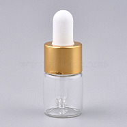 5ml Glass Dropper Bottles, with Dropper, For Traveling Essential Oils Perfume Cosmetic Liquid, Golden, 2.2x5.6cm, Capacity: 5ml(MRMJ-WH0060-31B)