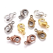Brass Lobster Claw Clasps, Parrot Trigger Clasps, Cadmium Free & Nickel Free & Lead Free, Mixed Color, 15x8x3mm, Hole: 2mm(KK-903-M)