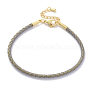 Polyester Cord Braided Bracelet Makings, with Stainless Steel Claw Lobster Clasps, Brass Findings, Long-Lasting Plated, Silver, 7-3/8 inch(18.8cm)(MAK-Z003-01G-13)