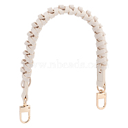 PU Leather Braided Bag Handles, with Swivel Clasp, for Bag Strap Replacement Accessories, Floral White, 44.7x2.3cm(FIND-WH0135-45C)