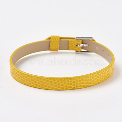 PU Leather Watch Band Strap, Watch Belt, Fit Slide Charms, with Iron Clasps, Platinum, Yellow, 8-3/4 inch(22.3cm), 7.5x1.5mm(BJEW-E350-11N)