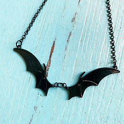 Gothic Bat Wings Alloy Pendant Necklaces, Black, 22.83~24.82 inch(58~63cm)(FS-WG0FB67-02)