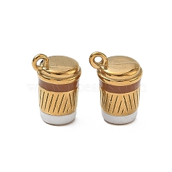 304 Stainless Steel Enamel Pendants, Drink Charms, Ion Plating(IP), Golden, 14x10x8mm, Hole: 1.5mm(SA-CBA7876-32G-01)