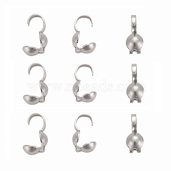 304 Stainless Steel Bead Tips, Calotte Ends, Clamshell Knot Cover Bead Tips, Stainless Steel Color, 8.5x4mm, about 60pcs/5g(X-STAS-R063-23)