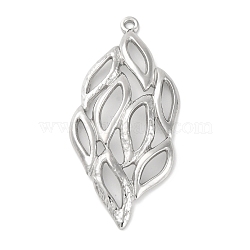 Anti-Tarnish 304 Stainless Steel Big Pendants, Hollow Leaf Charm, Stainless Steel Color, 53x24x5mm, Hole: 2mm(STAS-D194-19S)