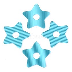 Stripe Cellulose Acetate(Resin) Pendants, Star, Cyan, 36x37.5x2mm, Hole: 1.4mm(KY-T040-51A)