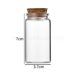 Glass Bottle, with Cork Plug, Wishing Bottle, Column, Clear, 3.7x7cm, Capacity: 50ml(1.69fl. oz)(CON-WH0085-72D)