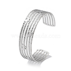 304 Stainless Steel Cuff Bangles, Multi Stand Bangles for Women, Butterfly, Stainless Steel Color, Inner Diameter: 2-1/2 inch(6.4cm)(BJEW-Z078-23P)