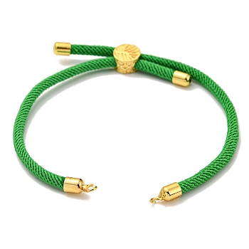 Nylon Cords Bracelet Makings Fit for Connector Charms, with Golden Brass Tree Slider Beads, Long-Lasting Plated, Green, 8-5/8 inch(22cm), Hole: 1.9mm