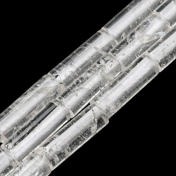 Natural Quartz Crystal Beads Strands, Rock Crystal Beads, Column, 12.5~14x4~4.5mm, Hole: 1mm, about 28~29pcs/strand, 15.35~15.55 inch(39~39.5cm)