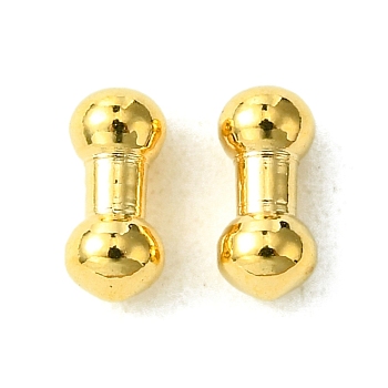 304 Stainless Steel Findings, Dumbbell, Real 18K Gold Plated, 6.5x3mm