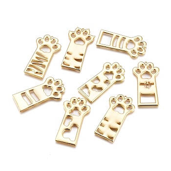 Alloy Open Back Bezel Pendants, for DIY UV Resin, Epoxy Resin Jewelry Making, Cat Paw, Cadmium Free & Lead Free, Light Gold, 45x24x2mm, Hole: 1.5mm, about 8pcs/bag