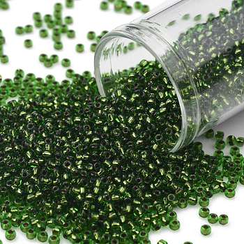TOHO Round Seed Beads, Japanese Seed Beads, (742) Copper Lined Peridot, 11/0, 2.2mm, Hole: 0.8mm, about 5555pcs/50g