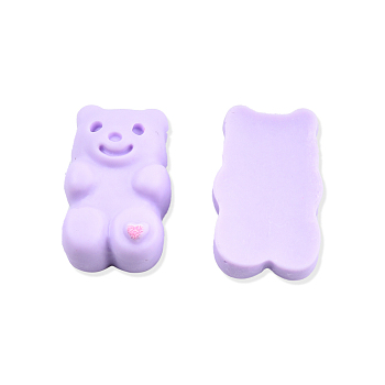 Opaque Resin Cabochons, Bear with Heart, Lilac, 17x11x6.5mm