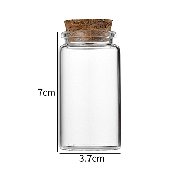 Glass Bottle, with Cork Plug, Wishing Bottle, Column, Clear, 3.7x7cm, Capacity: 50ml(1.69fl. oz)
