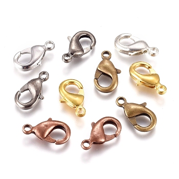 Brass Lobster Claw Clasps, Parrot Trigger Clasps, Cadmium Free & Nickel Free & Lead Free, Mixed Color, 15x8x3mm, Hole: 2mm