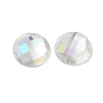 Taiwan Acrylic Rhinestone Cabochons, Flat Back and Faceted, Half Round/Dome, Colorful, 20x6mm