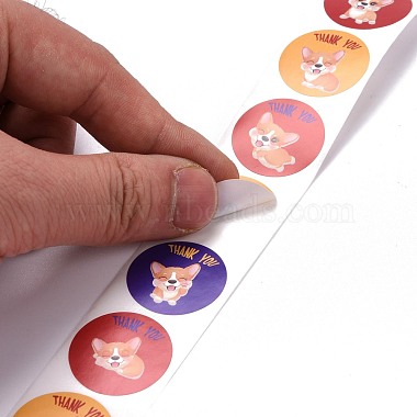 Flat Round Paper Thank You Stickers(DIY-C042-12F)-5