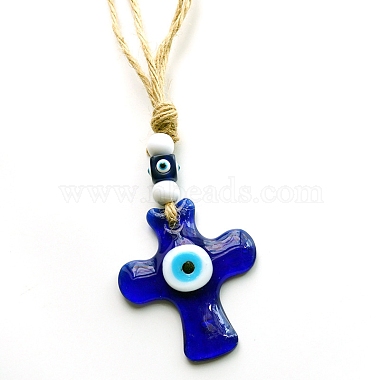 Evil Eye Cross Lampwork Pendant Decorations(PW-WG066E4-01)-4