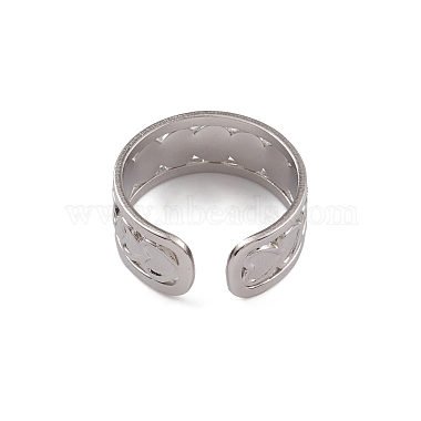 Non-Tarnish 304 Stainless Steel Heart Wrap Open Cuff Ring for Women(RJEW-G285-06P)-3