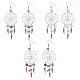 Natural Mixed Gemstone Chips & Pearl Chandelier Earrings(EJEW-JE05281)-1