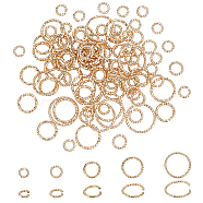 Elite 5 Sizes Brass Jump Rings, Open Jump Rings, Long-Lasting Plated, Cadmium Free & Lead Free, Twisted Round Ring, Real 14K Gold Plated, 5~12x1mm(18 Gauge), Inner Diameter: 3~10mm, 115pcs/box(KK-PH0009-17)