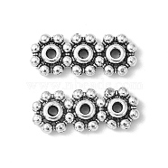 Tibetan Style Alloy Spacer Bars, Lead Free & Cadmium Free, Flower, Antique Silver, about 15mm long, 6mm wide, 1.5mm thick, hole: 1mm(LF0072Y)