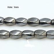 Non-Magnetic Synthetic Hematite Beads Strands, Twist Oval, 9x6mm, Hole: 1mm(G-E001-4-9x6mm)
