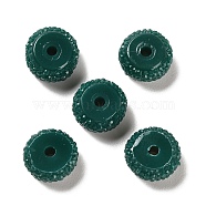 Opaque Resin Beads, Textured Rondelle, Teal, 12x7mm, Hole: 2.5mm(RESI-B020-07J)