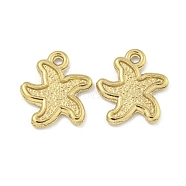 Ion Plating(IP) 304 Stainless Steel Charms, Starfish Charm, Real 18K Gold Plated, 15x14x1.5mm, Hole: 1.5mm(STAS-I307-518G)