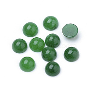 Natural White Jade Cabochons, Dyed, Half Round/Dome, Green, 6x3~4mm(X-G-R416-6mm-08)