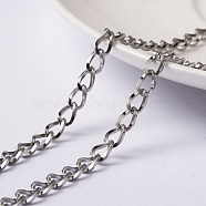 304 Stainless Steel Twisted Chain Curb Chains, Unwelded, with Spool, Stainless Steel Color, 6x4x0.8mm, about 65.61 Feet(20m)/roll(CHS-L014-01P)